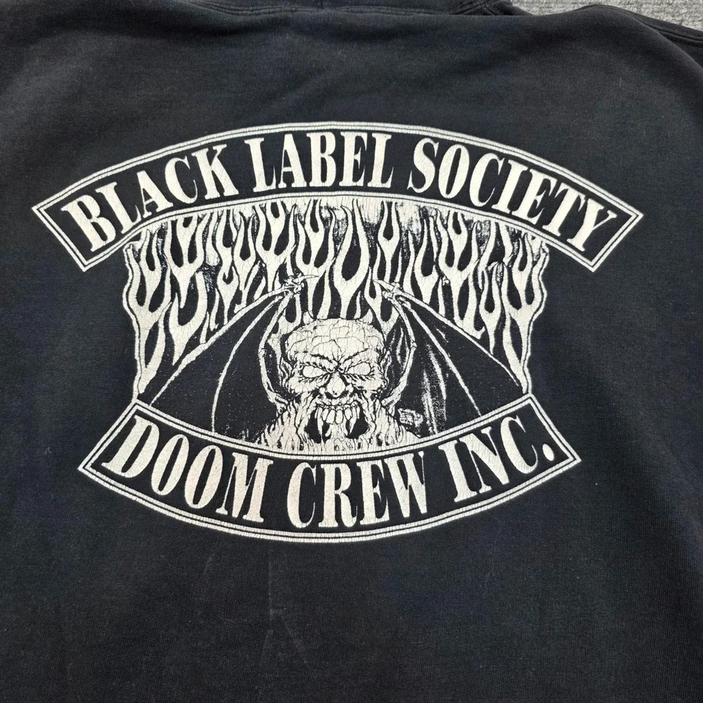 Black Label Society Doom‎ Crew Inc Sleeveless Hoodie Black Mens XL Y2K